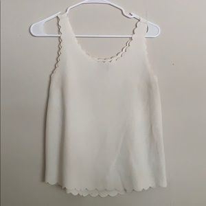 H&M Scalloped Cream Sleeveless Blouse